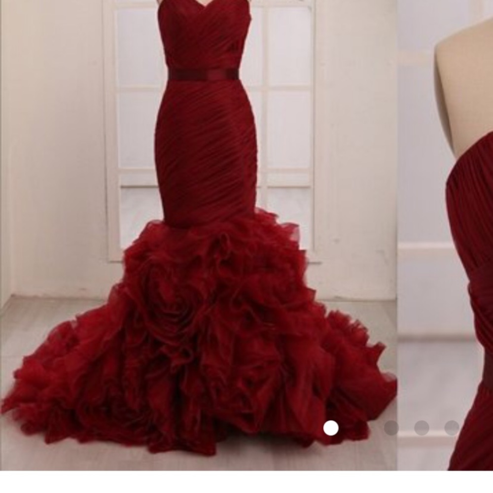 Vera Wang inspired wine red burgundy bridal gown